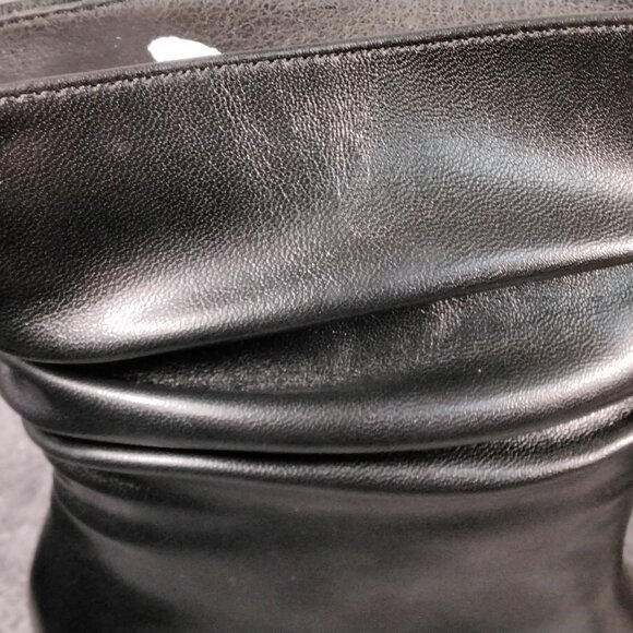 Women's Kitten Heel Size 6 Black Slouch Ankle Boots Closed Square Toe Pleated - Picture 5 of 12